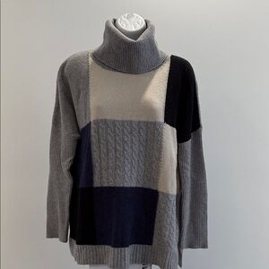 Elegant Patchwork Turtleneck Sweater